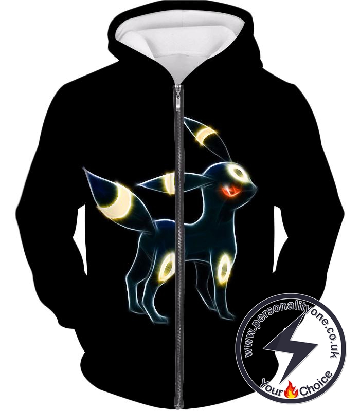 Pokemon Eevee Dark Pokemon Evolution Cool Umbreon Awesome Black Zip Up Hoodie